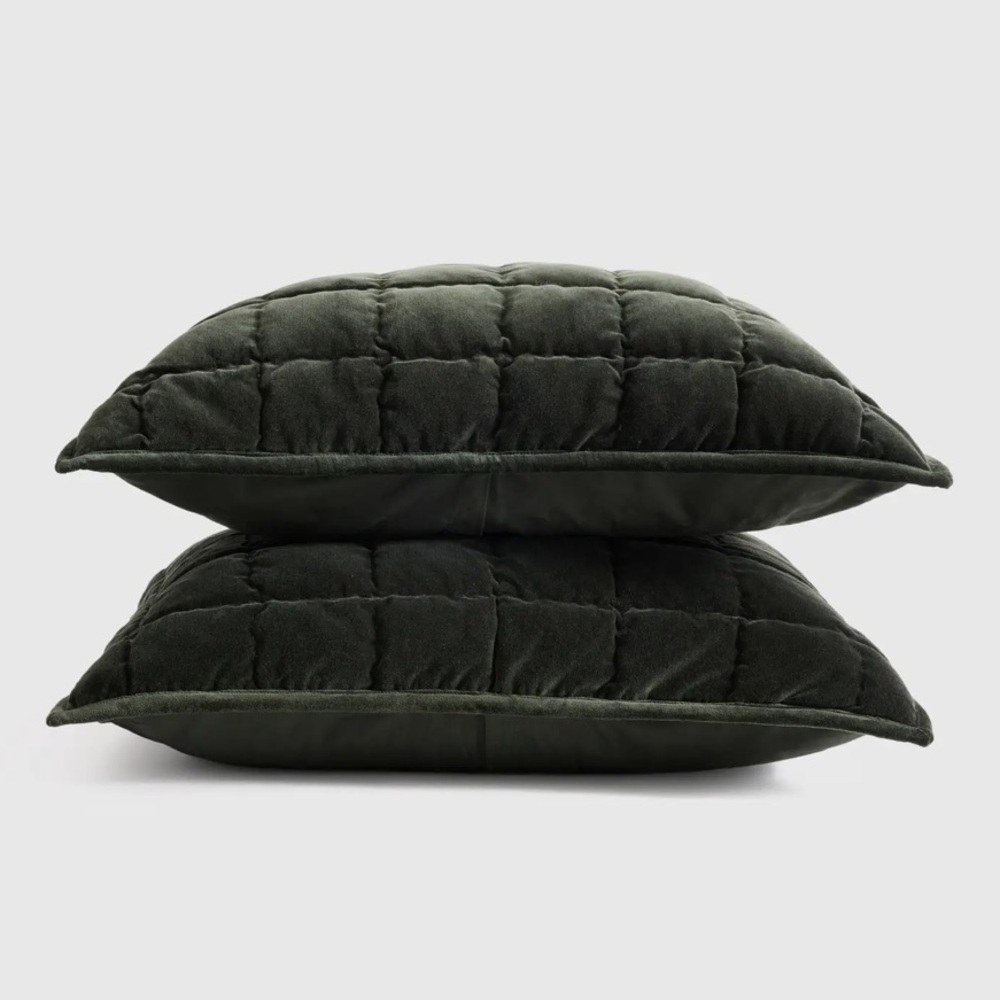 NEW! Quince Cotton Velvet Channel Quilted Sham Set